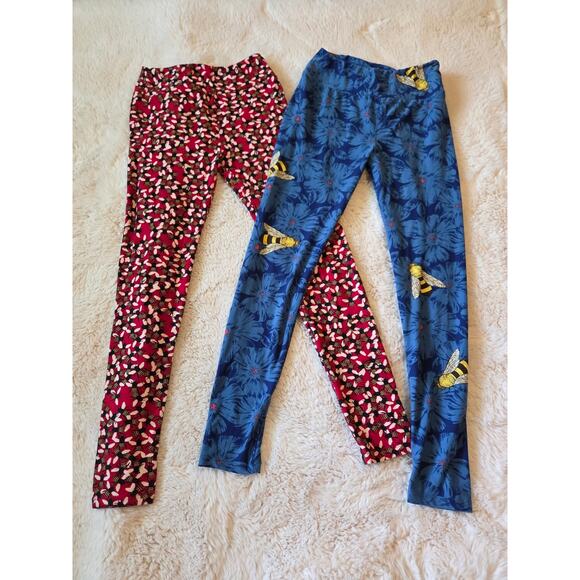 LuLaRoe Bees Bundle of 2 One Size Leggings soft pull on pants - Picture 1 of 7